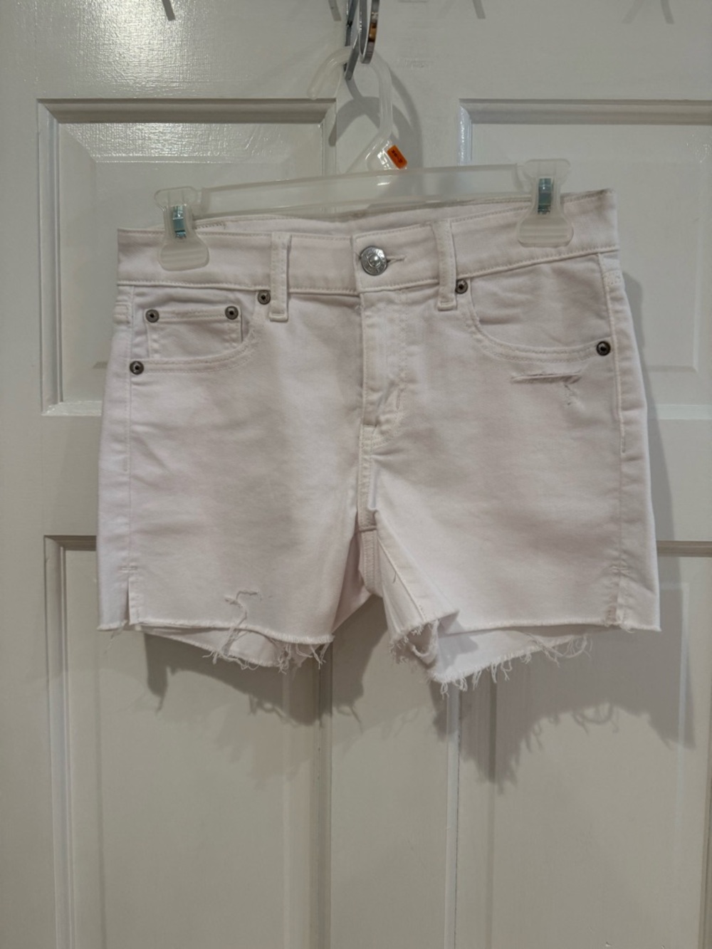 American Eagle Outfitters White Frayed Hem Denim Shorts
